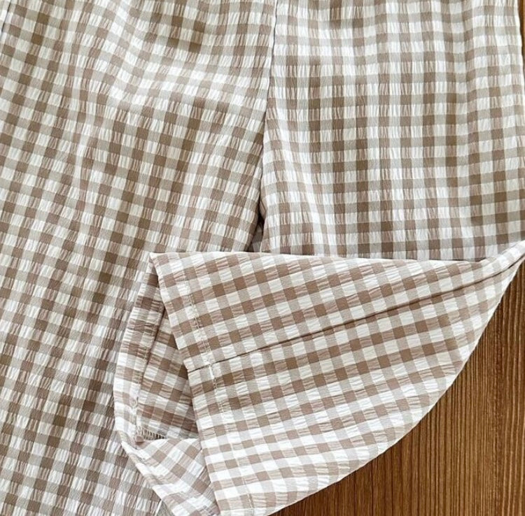 Beige Gingham Set
