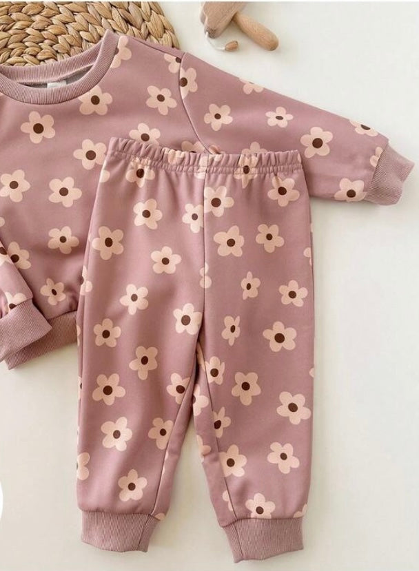 Floral Tracksuit Dusky Pink